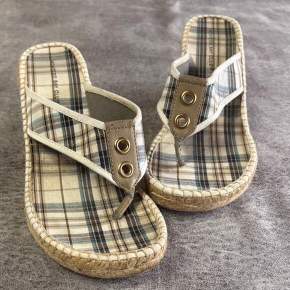 Y2k Montego Bay Club Plaid Wedge Heels - Picture 2 of 6